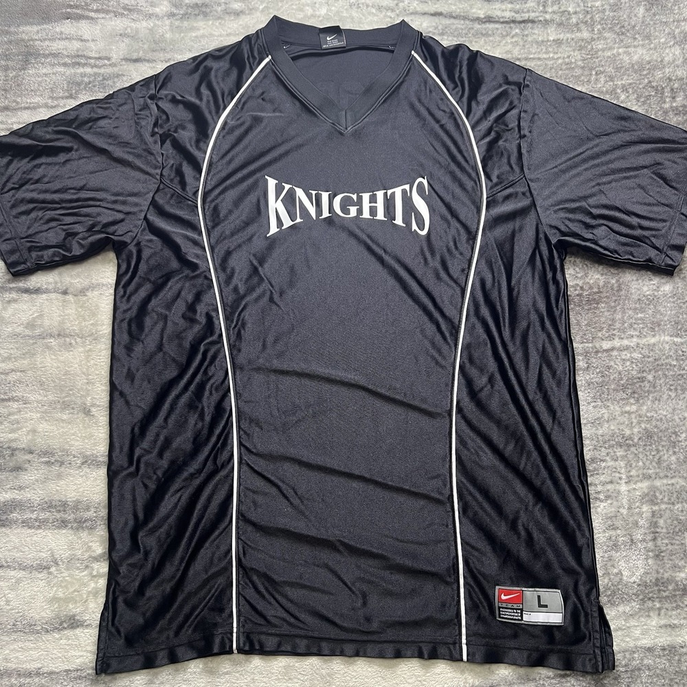 Vintage Nike Team Jersey L Black Knights Rock Basketball V Neck Athletic Warm Up
